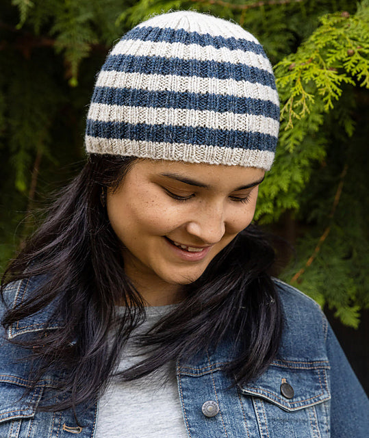Churchmouse Striped Ribbed Beanie Pattern