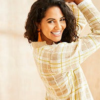 Rowan Mode Collection six Amber plaid cardigan