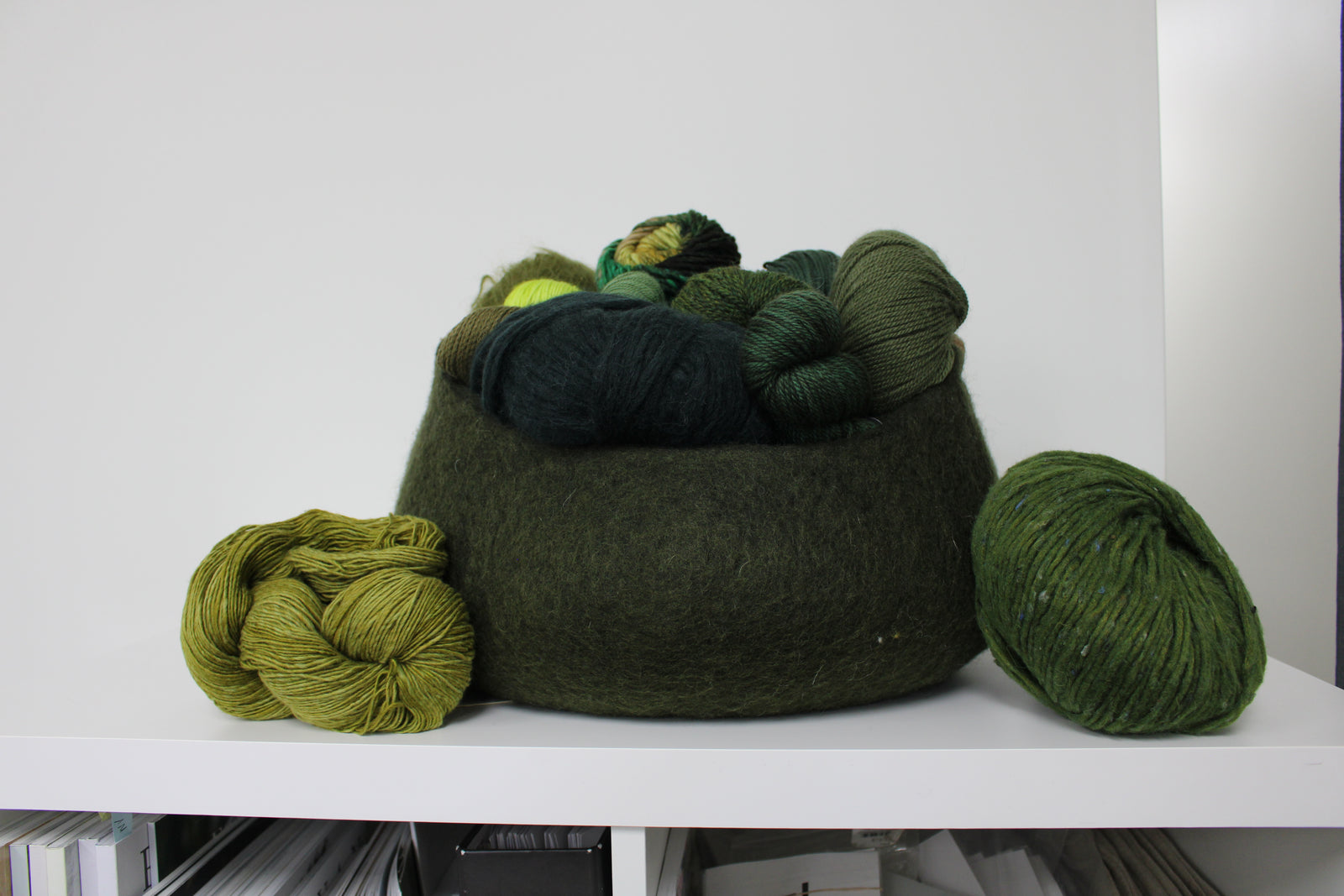 Wool Felt Basket with Corded Hemp Handles