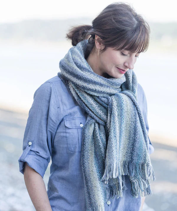 Churchmouse Striped Linen Stitch Wrap & Scarf Pattern
