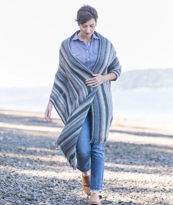 Churchmouse Striped Linen Stitch Wrap & Scarf Pattern