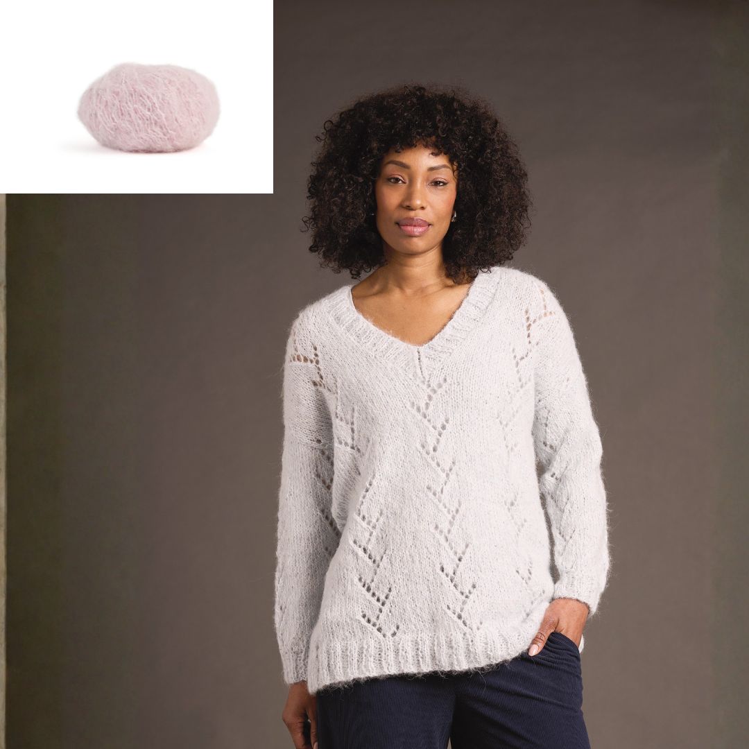 rowan Alpaca Sparkle pullover Paget kit Pink Ballet Slipper