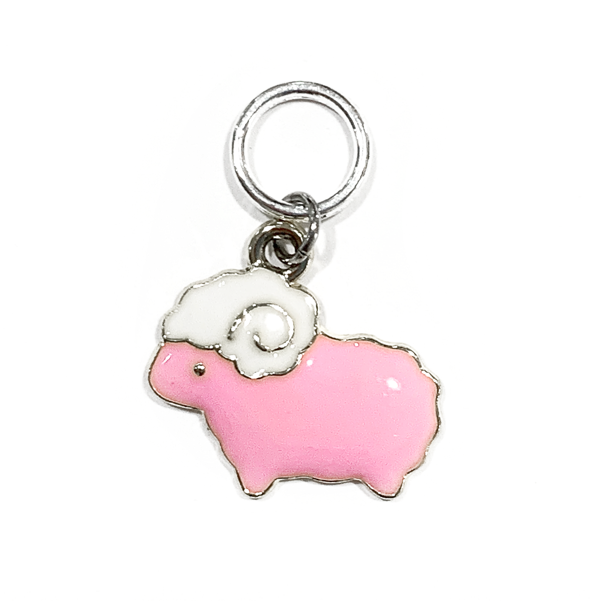 Pink enamel sheep stitch markers