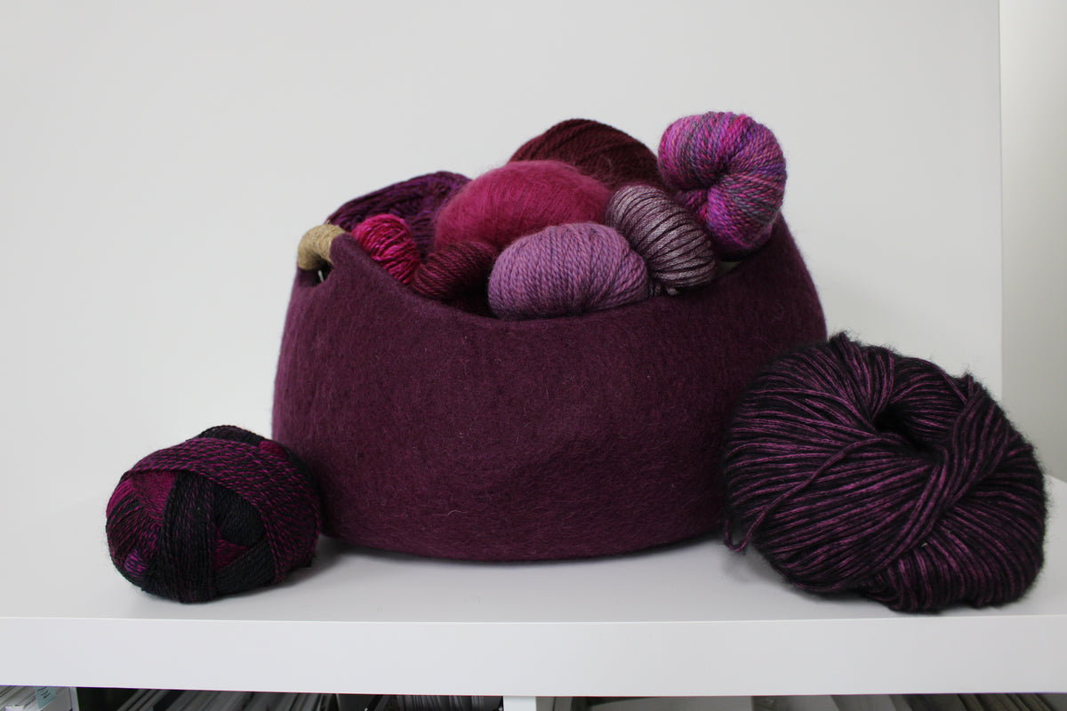 Wool Felt Basket with Corded Hemp Handles