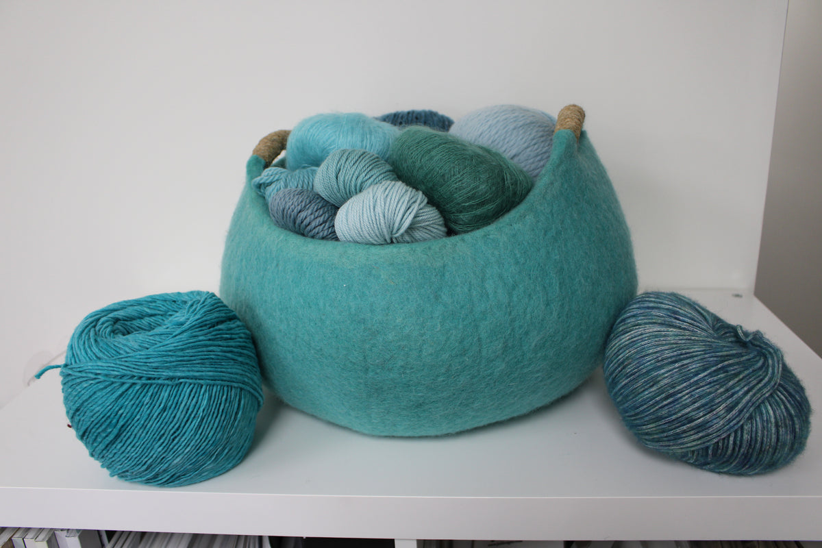 Wool Felt Basket with Corded Hemp Handles