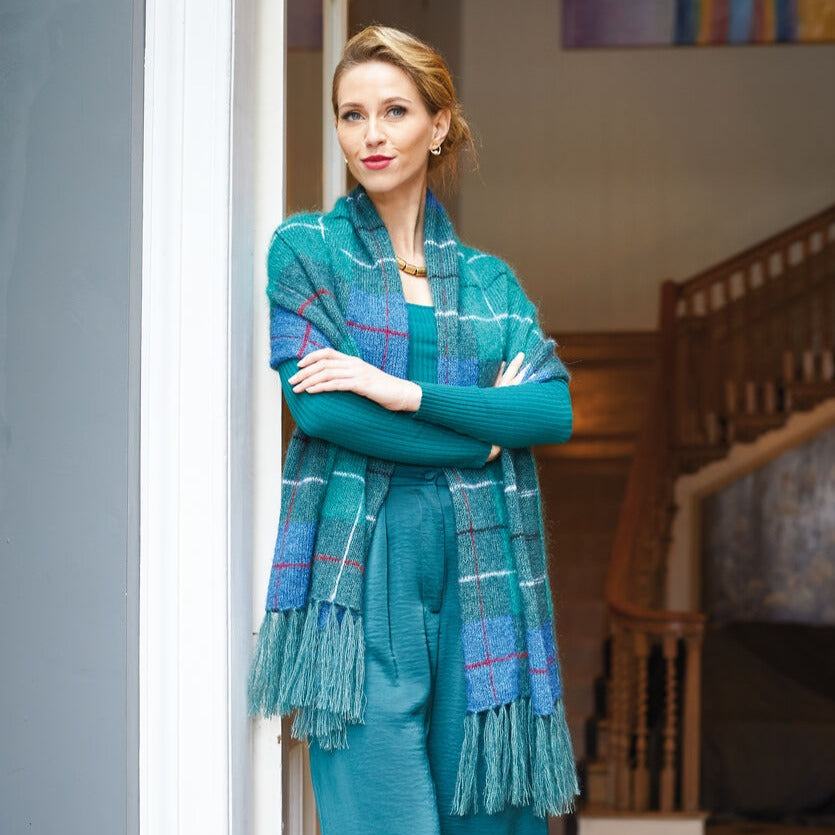Wonderland Plaid Shawl Kit - Teal