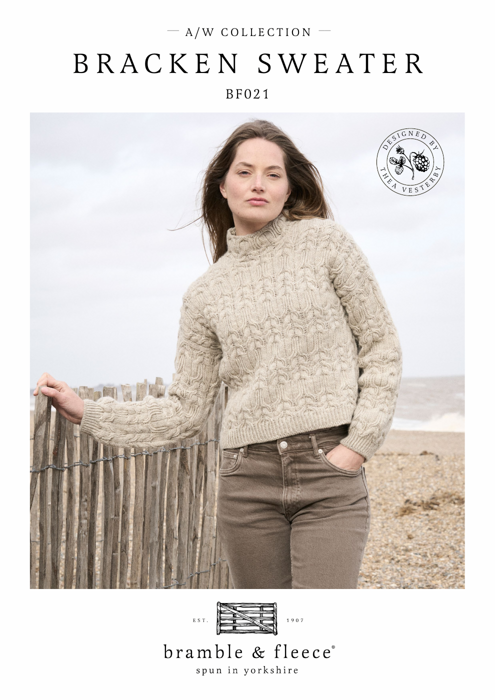 Bracken Sweater PDF knitting pattern cover, designed by Thea Vesterby for Bramble &amp; Fleece