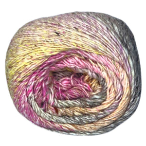 noro akari 20 wakayama pink yellow charcoal cream burgundy self striping yarn cotton silk