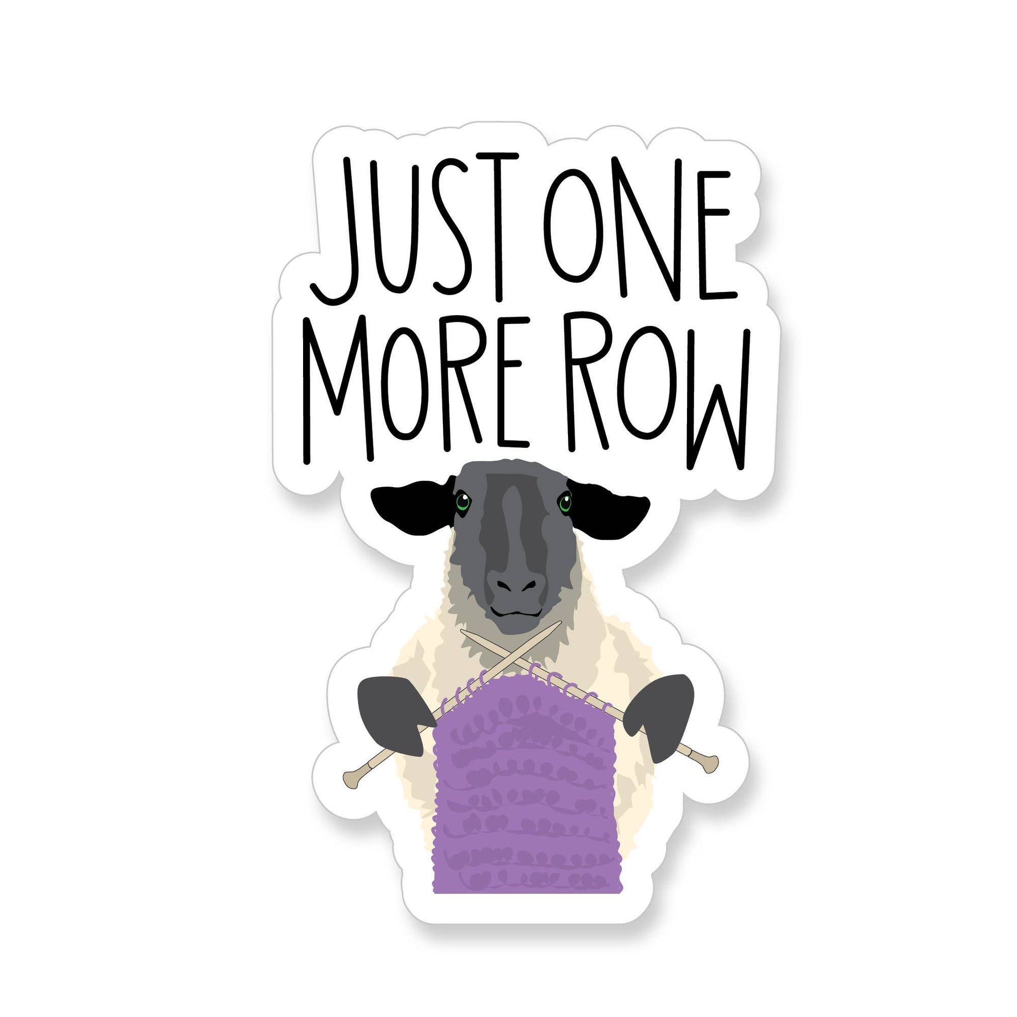 Just One More Row Knitting Sheep Vinyl Sticker