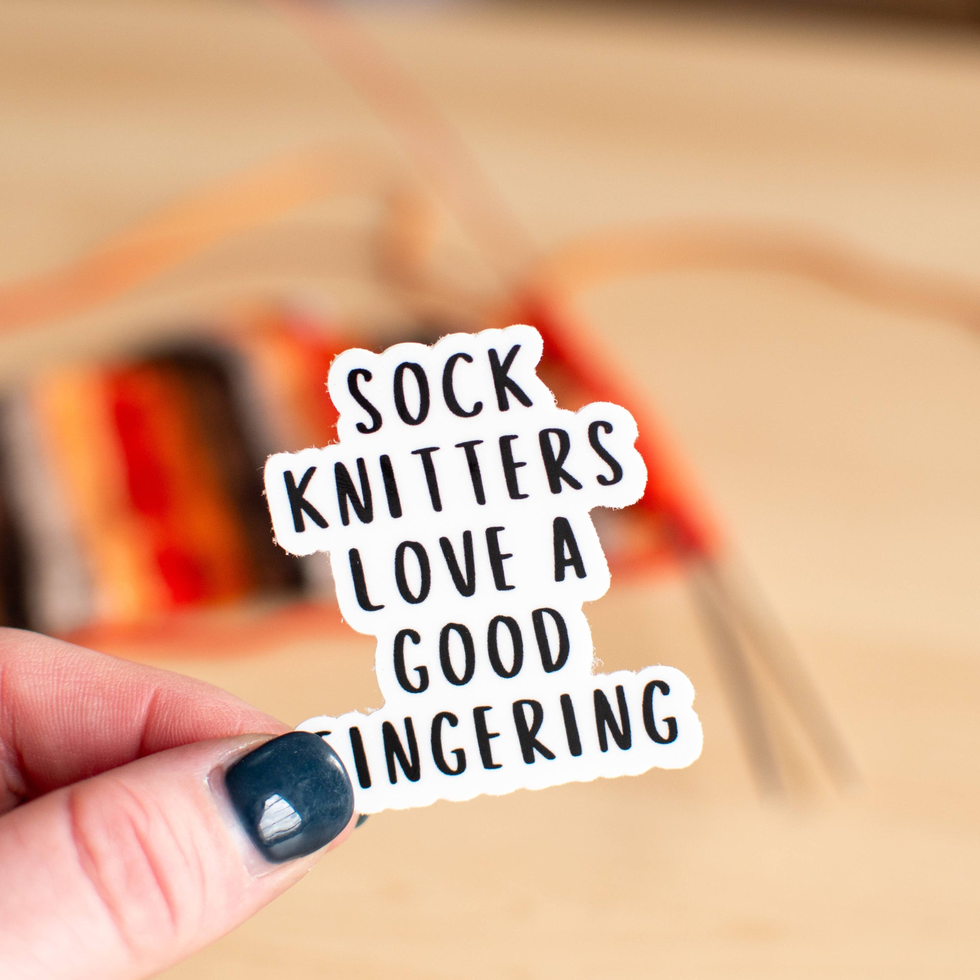 Sock knitters love a good fingering - Sticker