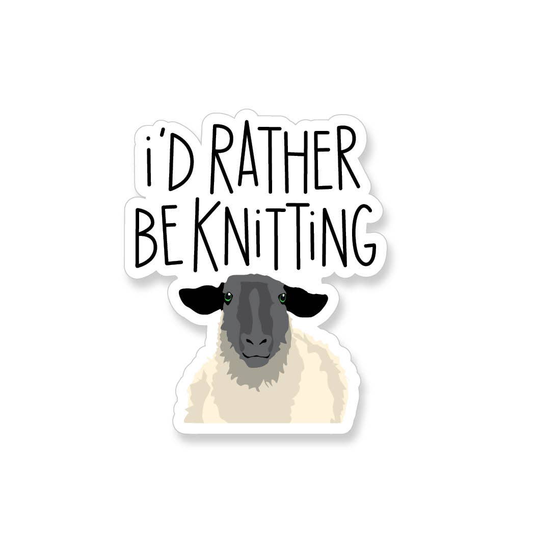 I&#39;d Rather Be Knitting Sheep Vinyl Sticker
